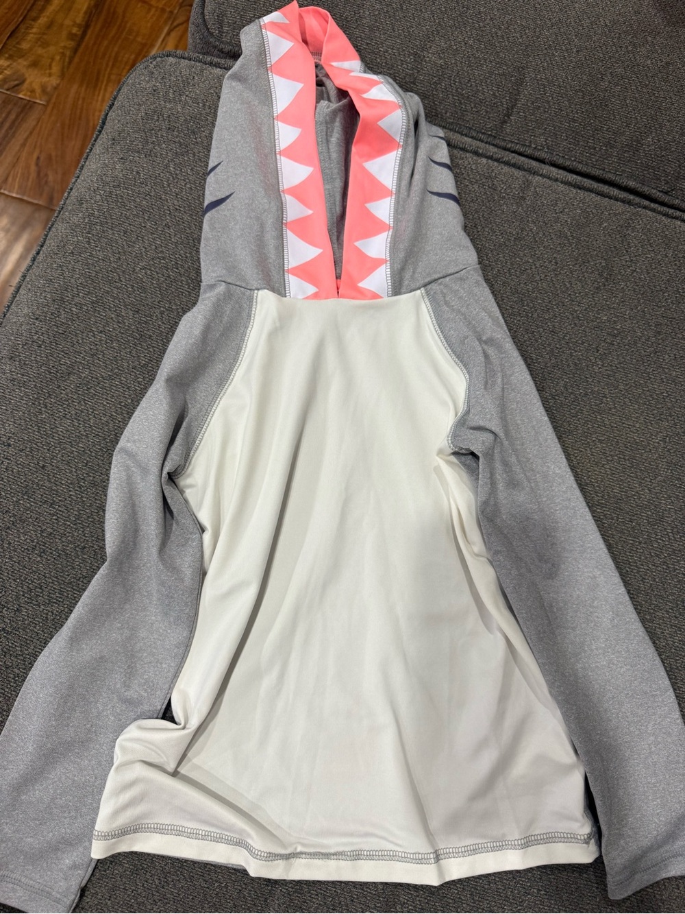Cat & Jack Shark Hooded Rashguard in Gray, White & Pink
